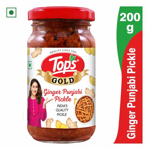 Tops Gold Ginger Punjabi Pickle - 200g  Glass Bottle